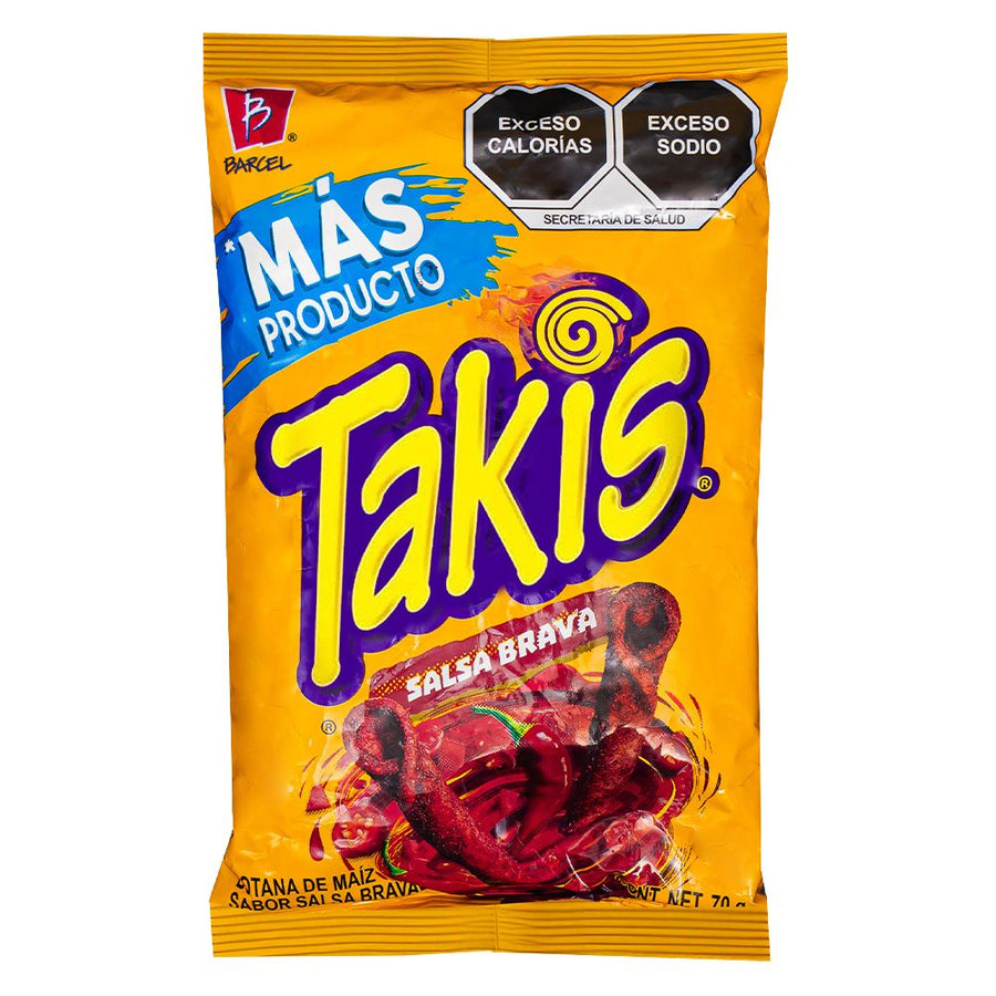 Confezione da 35 pezzi di tortillas al gusto di salsa brava da 70g Takis.