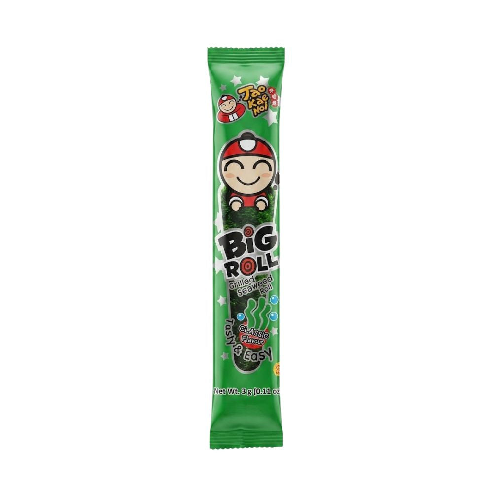 Tao Kae Noi Big Roll Grilled Seaweed Original Flavour, rotolo di alga marina grigliata da 3g (Confezione da 6)