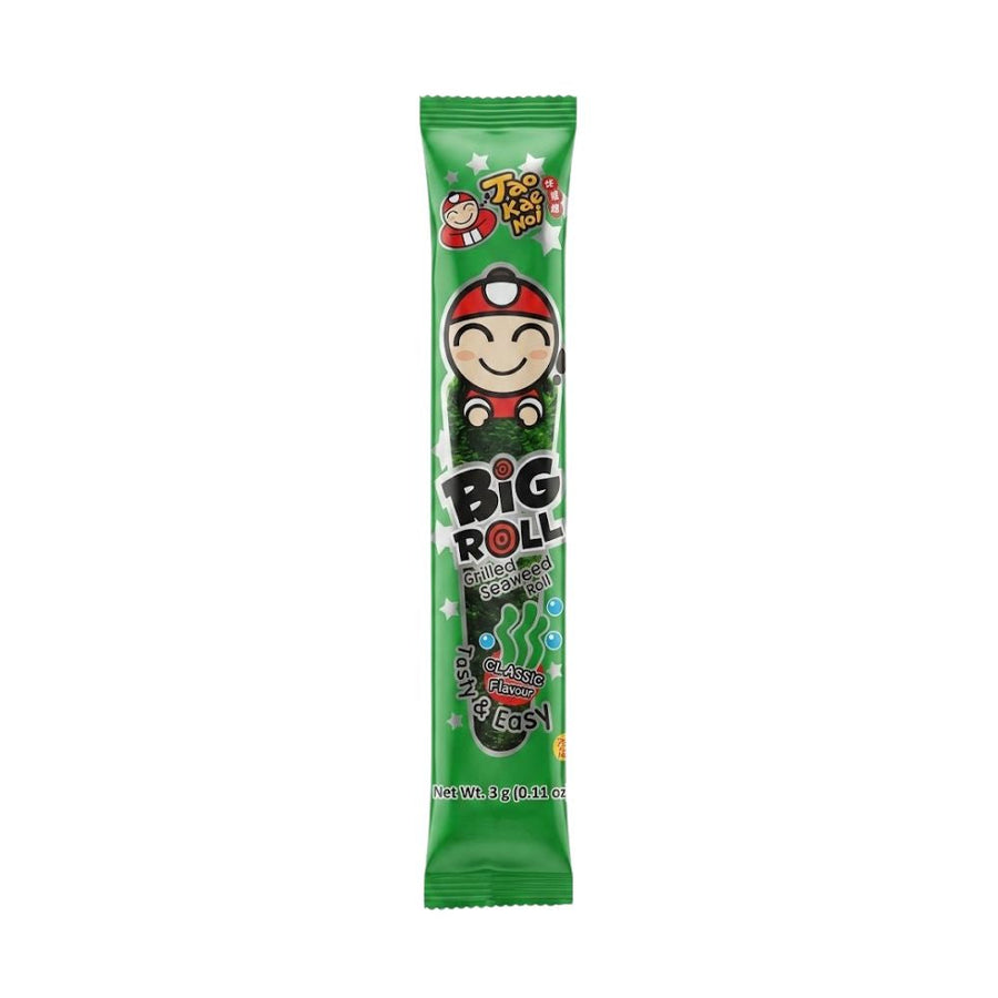 Tao Kae Noi Big Roll Grilled Seaweed Original Flavour, rotolo di alga marina grigliata da 3g (Confezione da 6)
