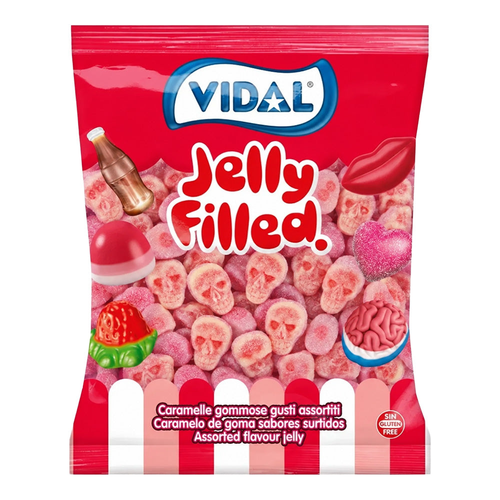 Vidal Chewy Skulls, caramelle gommose ripiene (Confezione da 1kg)