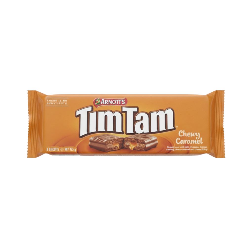 Tim Tam Chewy Caramel, biscotti ricoperti di cioccolato e ripieno di caramello da 175g