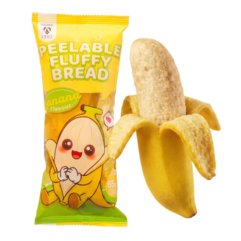 Tokimeki Peelable Fluffy Bread Banana Flavor, pane sbucciabile a forma e al gusto di banana da 65g