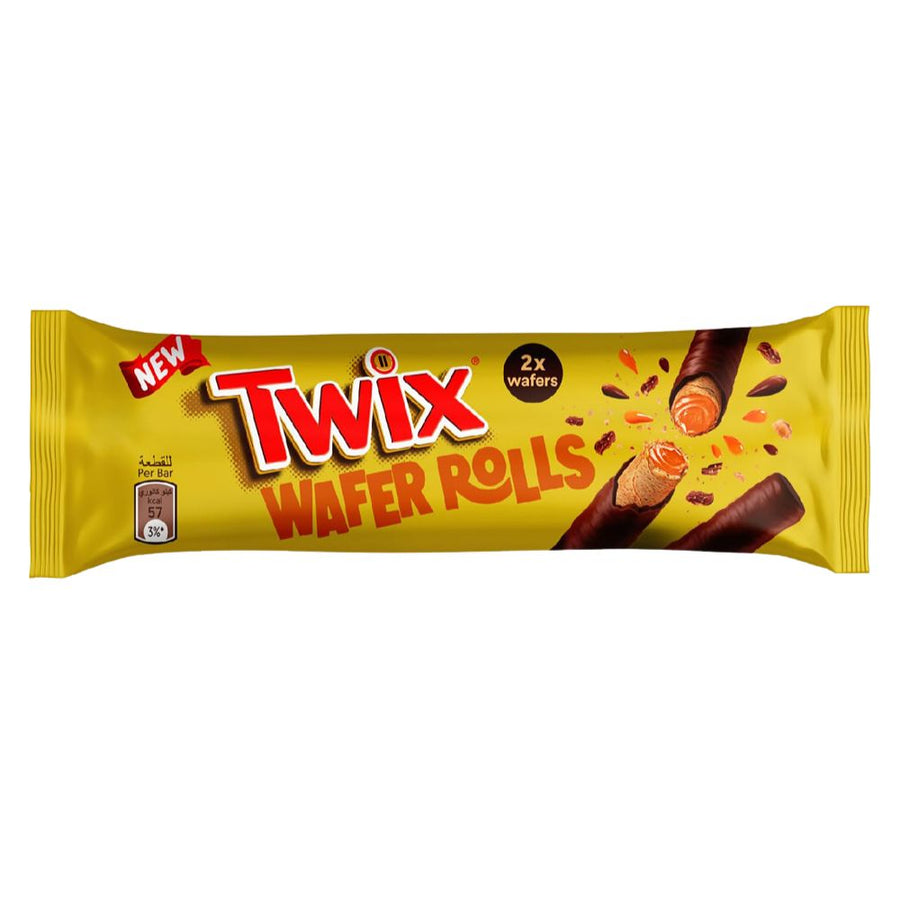 Confezione da 70, wafer arrotolati ricoperti di cioccolato e ripieni di caramello salato da 22,5g Twix.