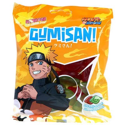 Confezione da 24, caramelle gommose al gusto di ciliegia e mela da 60g Naruto.