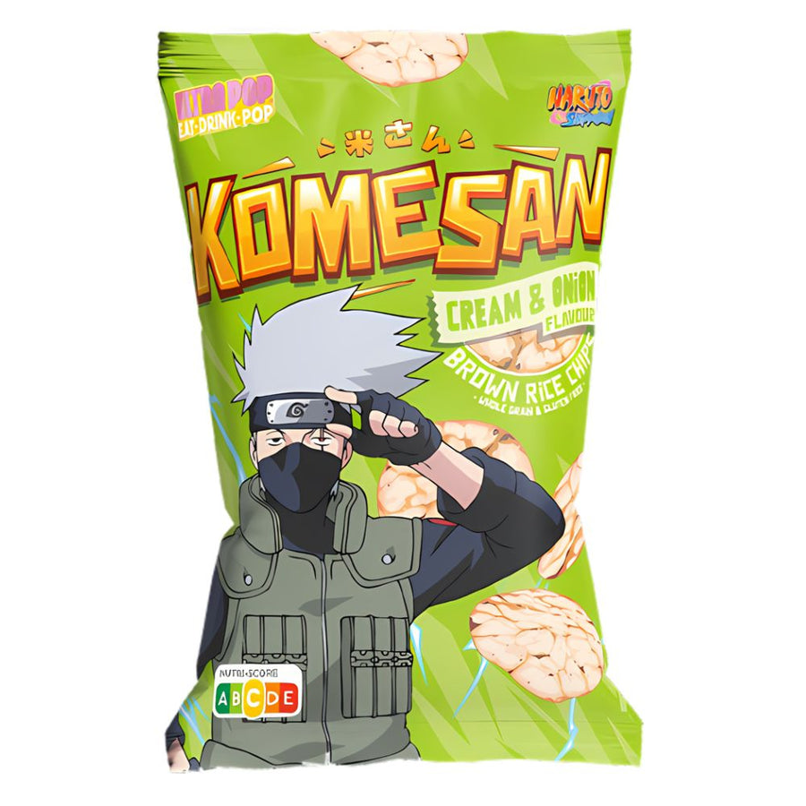 Confezione da 24, chips di riso al gusto di panna e cipolla da 60g Naruto.