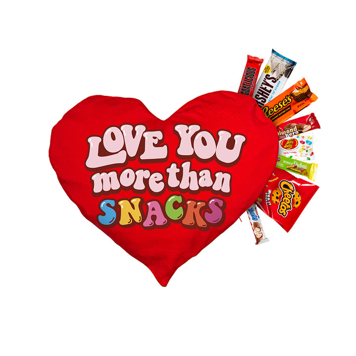 Valentine’s Heart XL, coussin en forme de cœur avec 40 snacks sucrés et salés surprises 