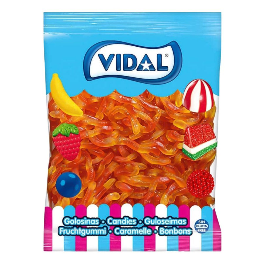 Confezione da 1kg, caramelle gommose al gusto di frutta a forma di vermi.