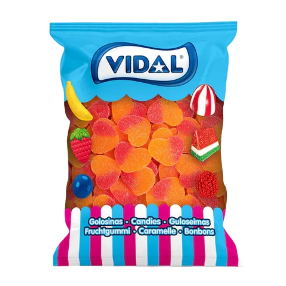 Confezione da 1kg, caramelle gommose al gusto di pesca Vidal.