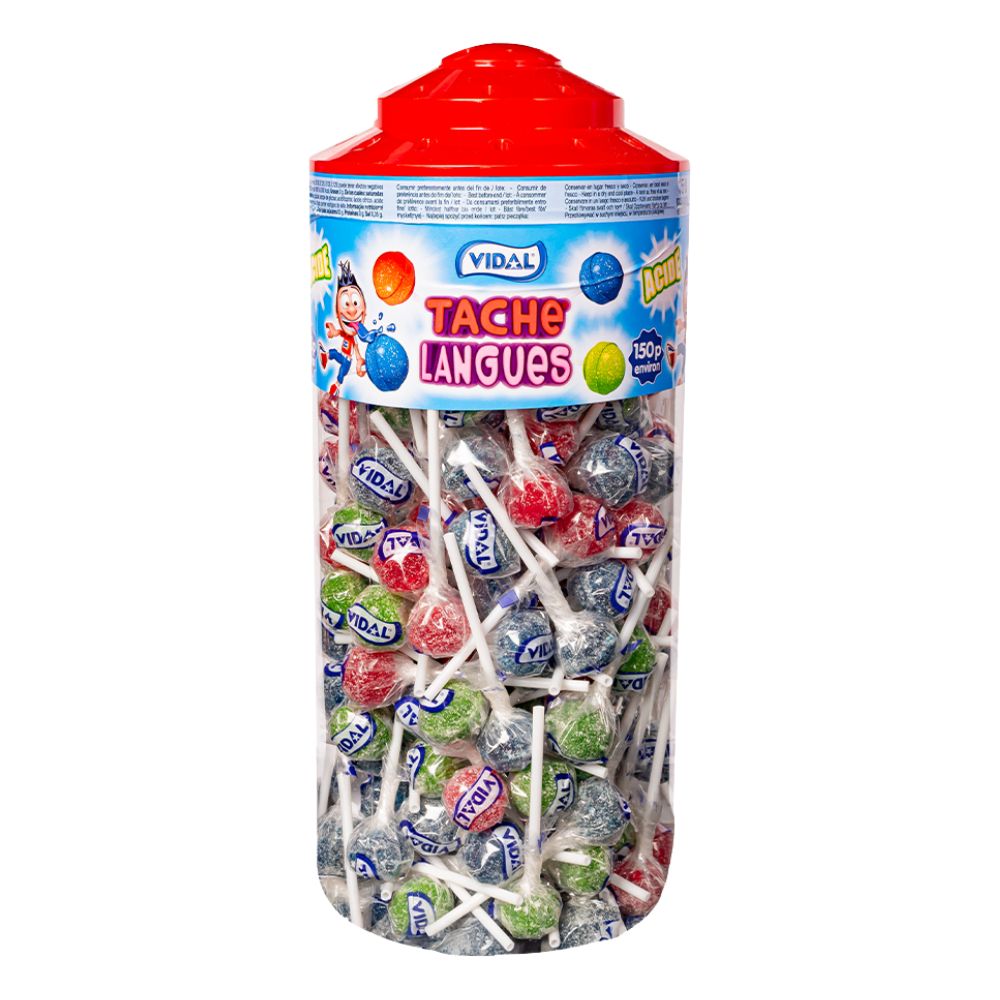 Vidal Acid Tongue Lollipops, assorted flavors 6g (Pack of 150) 