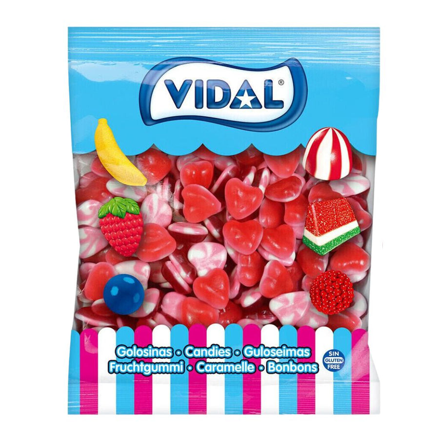 Confezione da 1kg, caramelle gommose a forma di cuori Vidal.