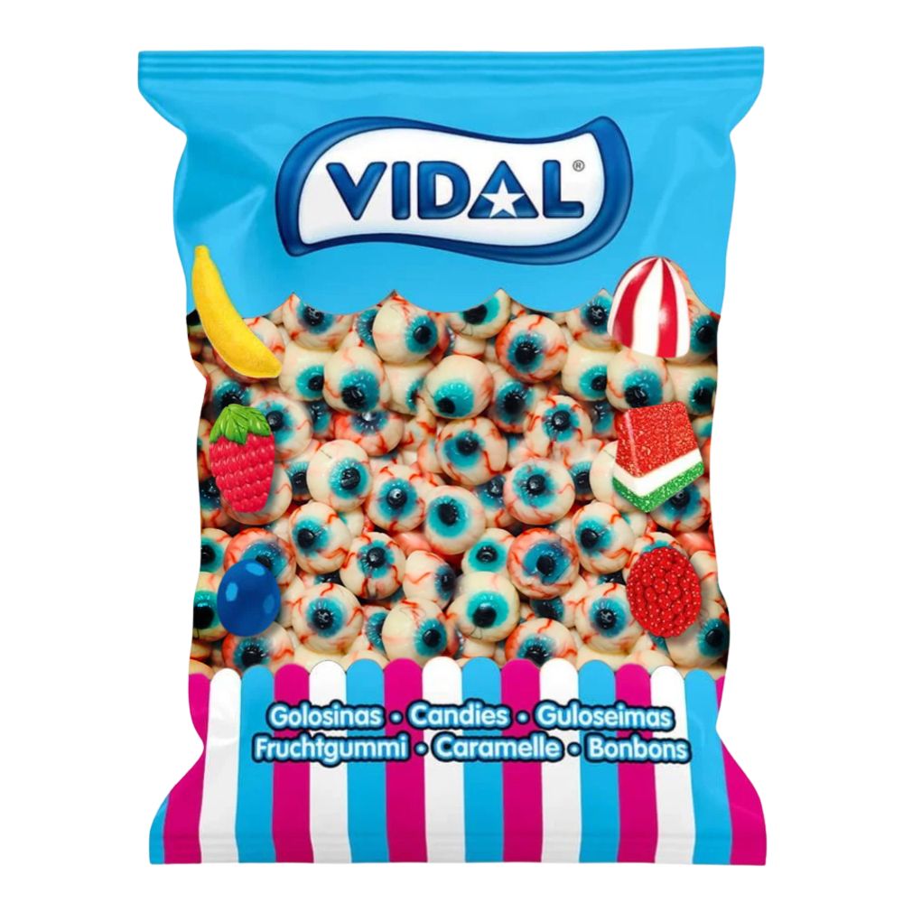 Confezione da 1kg, caramelle gommose a forma di occhio.