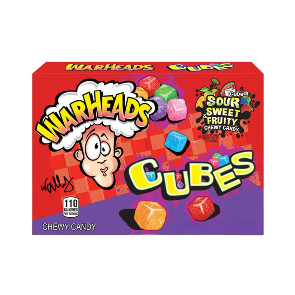 Warheads Cubes New Sour Fruity Flavors, caramelle gommose aspre al gusto di frutta da 99g (Confezione da 12).