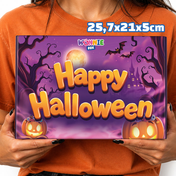 Wunnie box Spezialer "Happy Halloween" Bendy, Box mit Gummibonbons mit 18 klassischen und thematischen Geschmacksrichtungen - 1,8 kg 