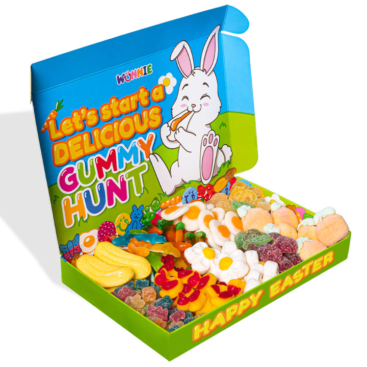 Wunnie box "Happy Easter", box of gummy candies and marshmallows with 10 surprise flavors weighing 1 kg 