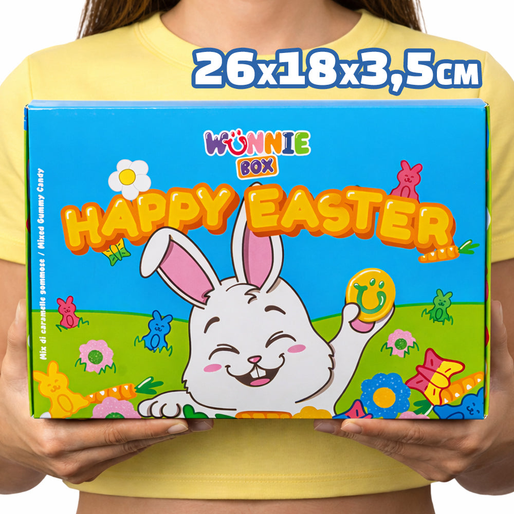 Wunnie box "Happy Easter", box of gummy candies and marshmallows with 10 surprise flavors weighing 1 kg 