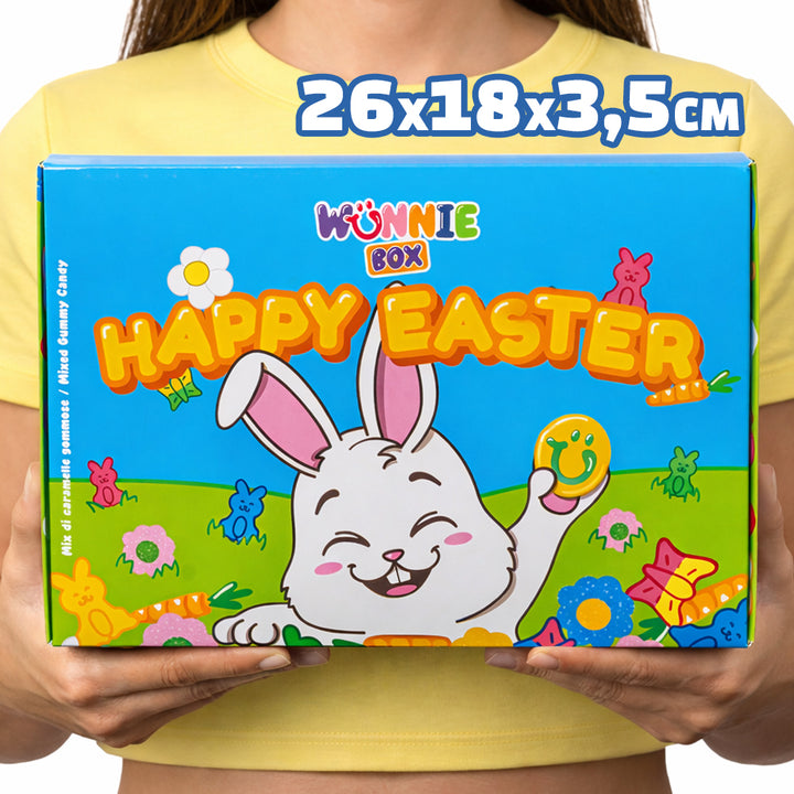 Wunnie box "Happy Easter", box of gummy candies and marshmallows with 10 surprise flavors weighing 1 kg 