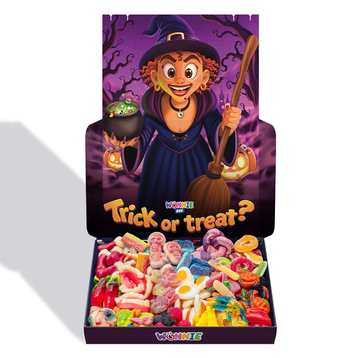 Wunnie box Special "Happy Halloween" Morgana, Schachtel mit Gummibonbons mit 18 klassischen und thematischen Geschmacksrichtungen – 1,8 kg 