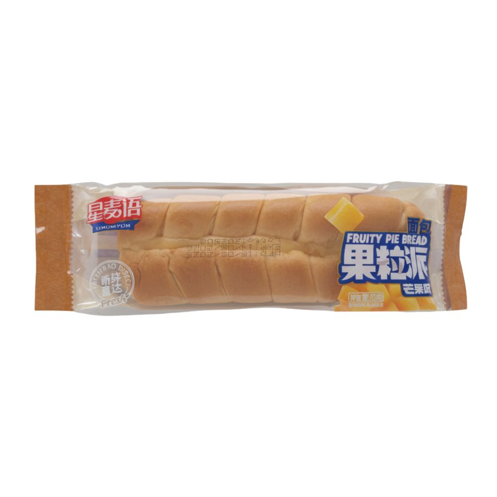 Xing Mai Yu Fruity Pie Bread, panino con ripieno di frutta al gusto mango da 80g (Confezione da 36).