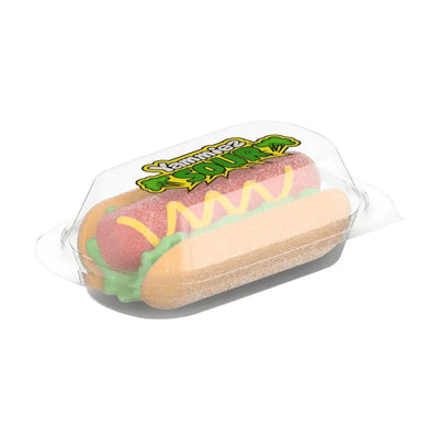 Confezione da 12, marshmallow al gusto di frutta aspra e a forma di Hot Dog da 50g Yammiez.