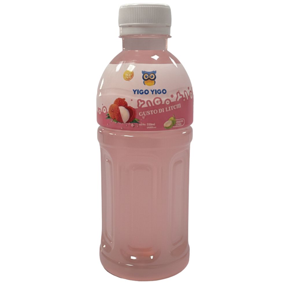 Yigo Yigo Litchi, bevanda al gusto di litchi con nata de cocco da 320ml (Confezione da 24).