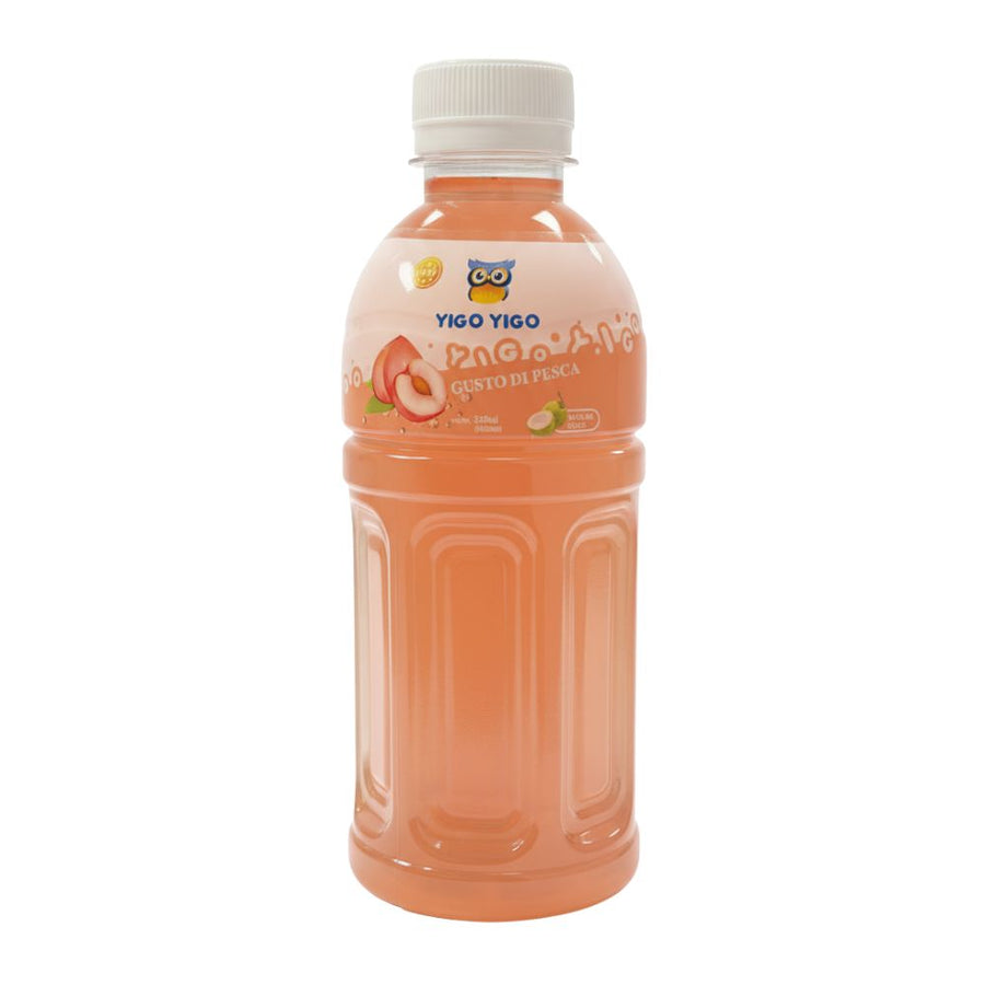 Yigo Yigo Pesca, bevanda al gusto di pesca con nata de cocco da 320ml (Confezione da 24).