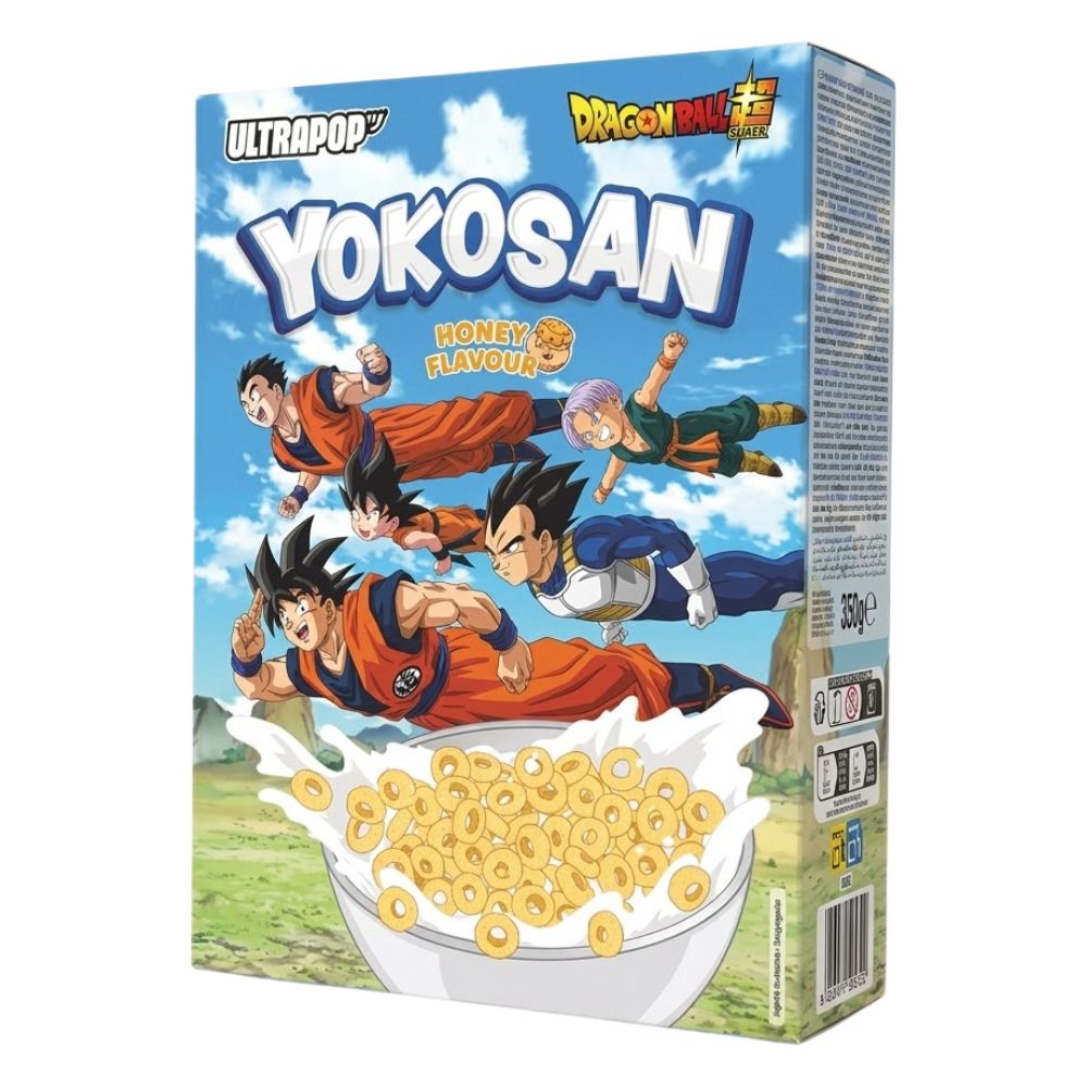 Yokosan Dragon Ball Super Honey Flavour, cereali al gusto di miele da 350g (Confezione da 8)
