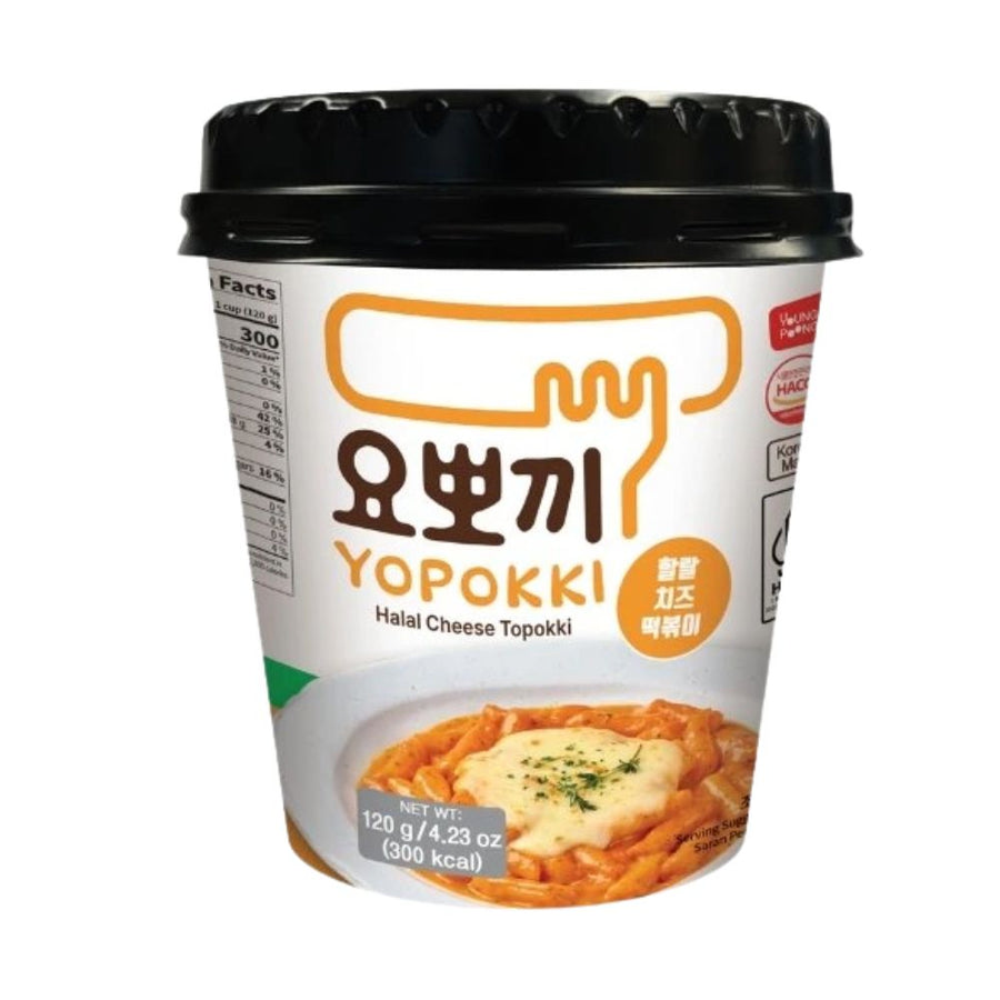 Confezione da 30 di Yopokki Halal Cheese Topokki da 120g.