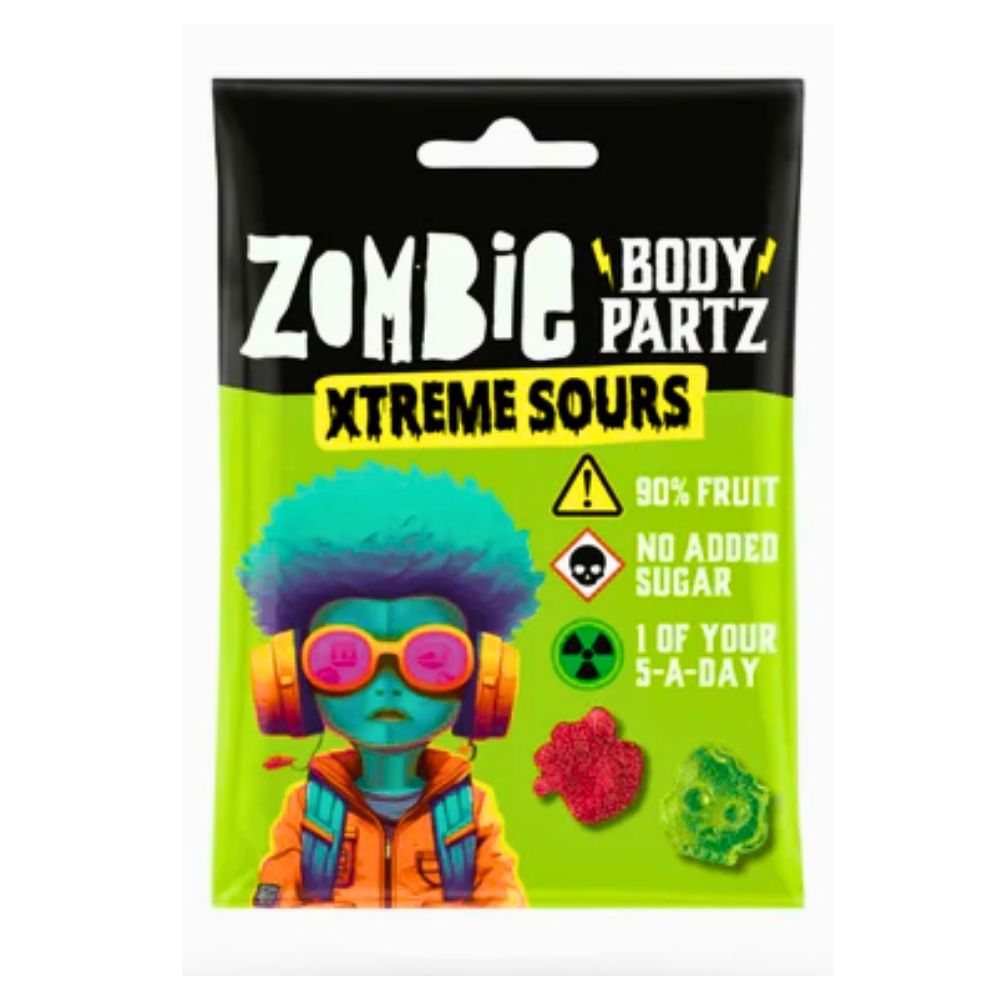 Confezione da 12, Zombie Body Partz Xtreme Sours da 35g.