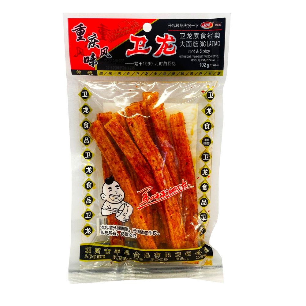Weilong Big La Tiao, stick di frumento piccante e agrodolce da 102g (Confezione da 90).