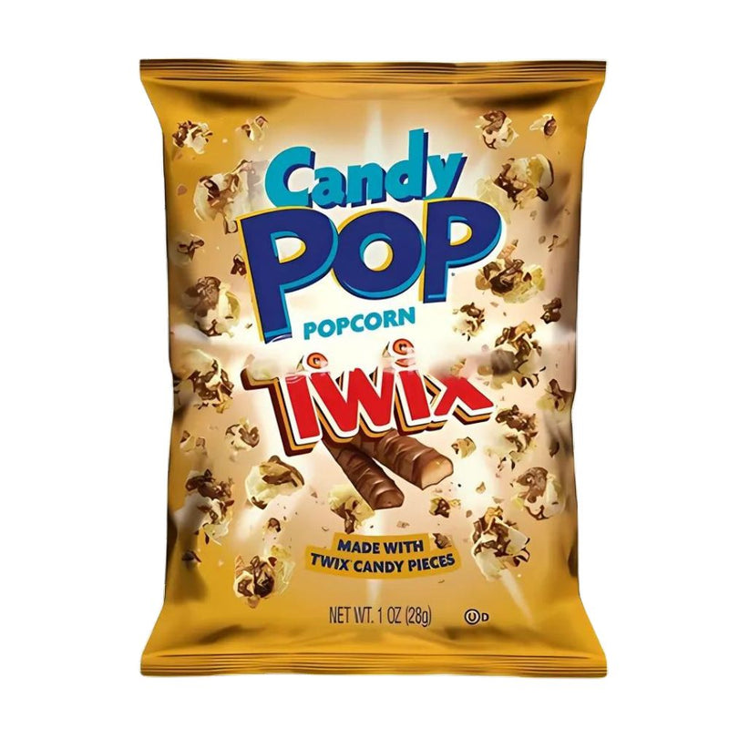 Confezione da 48, popcorn ricoperti di cioccolato e pezzi di twix da 28g Candy Pop.
