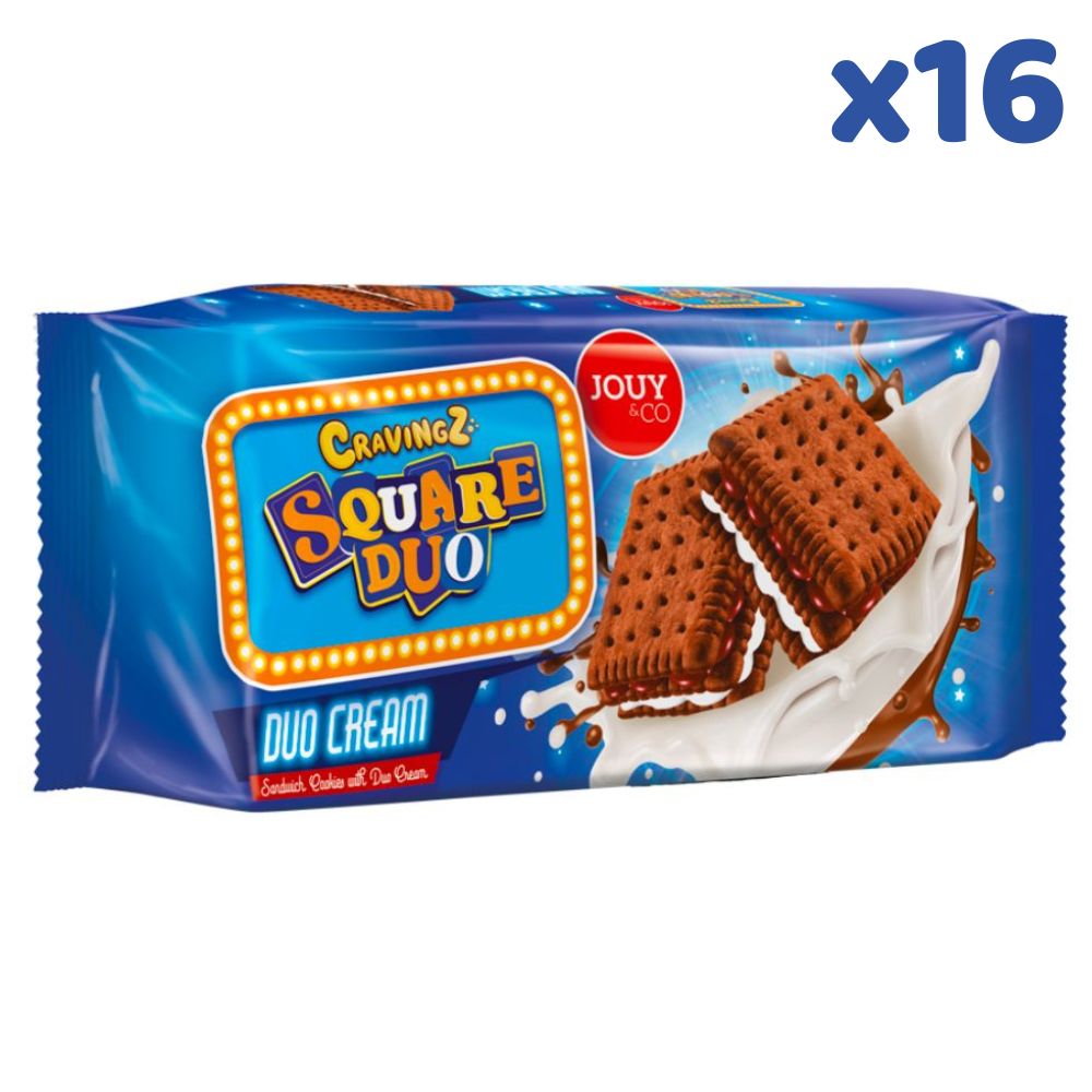 Cravingz Square Duo Cream, cocoa biscuits with double cream 216g (pack of 16) 