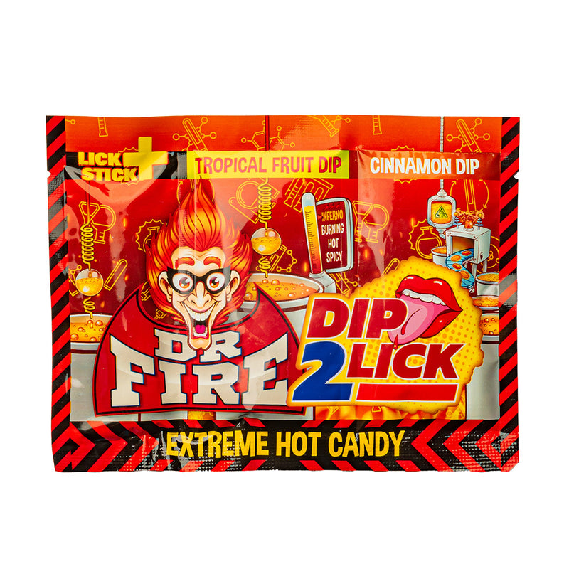 Confezione da 24, lecca lecca con polverina piccante alla frutta e alla cannella da 18g DR. Fire.
