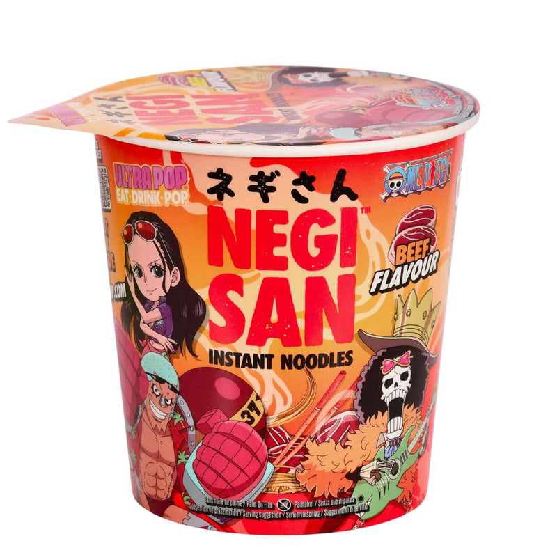 Confezione da 8, noodles al gusto di carne da 65g One Piece.