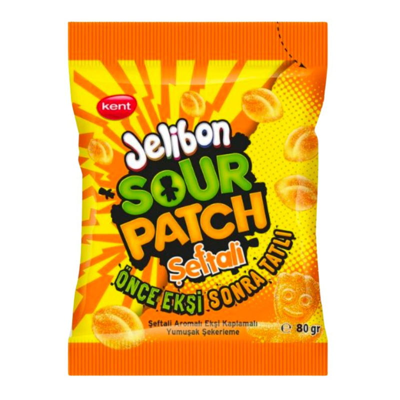 Jelibon Sour Patch Pfirsich, Fruchtgummis mit Pfirsichgeschmack 80g (Packung mit 24) 