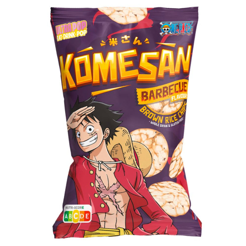 Confezione da 60g di chips di riso al barbecue Ultra Pop Komesan Barbecue Luffy