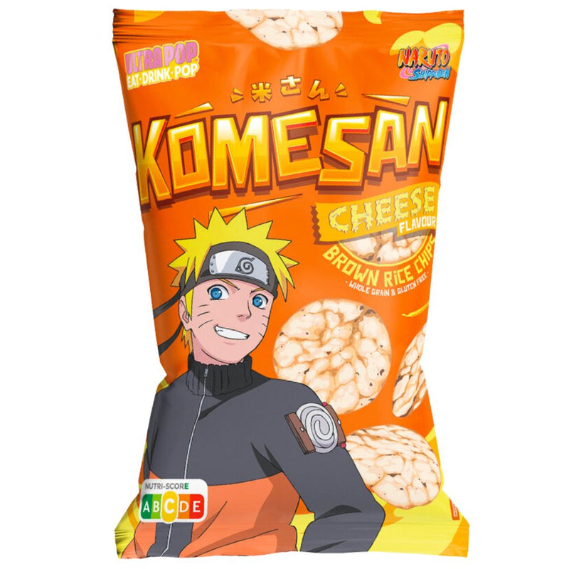 Confezione da 60g di chips di riso al gusto di formaggio Ultra Pop Komesan Cheese Naruto