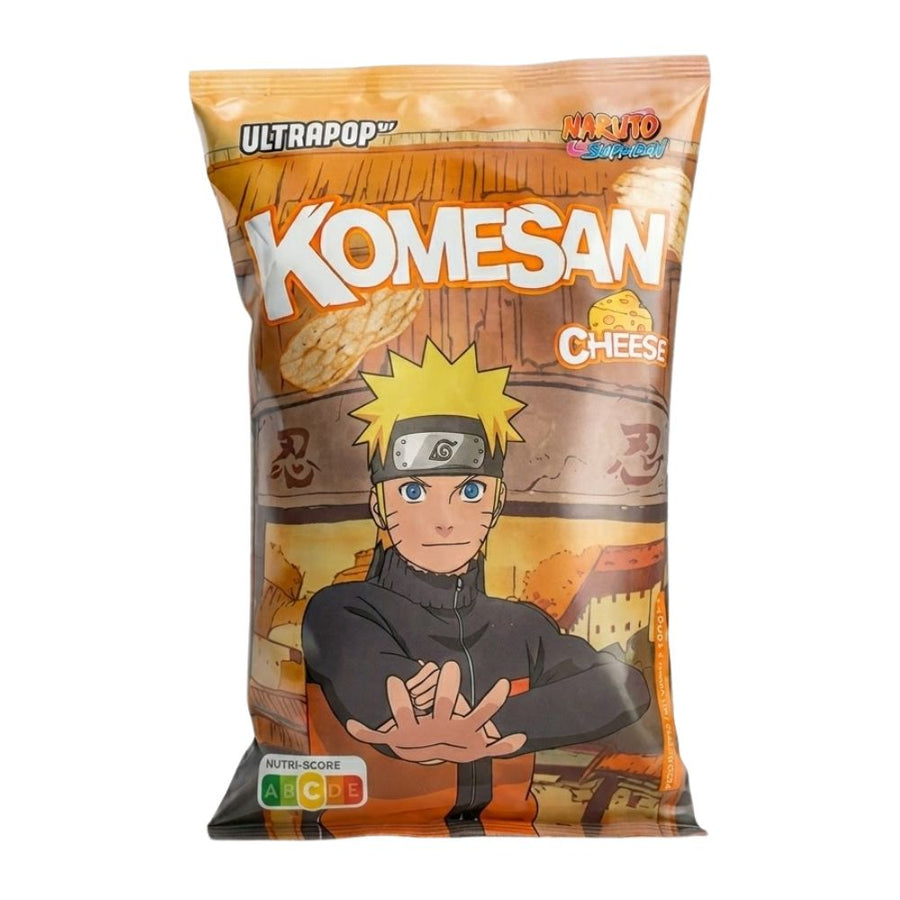 Confezione da 60g di chips di riso al gusto di formaggio Ultra Pop Komesan Cheese Naruto