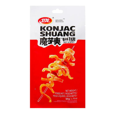 Confezione da 60, Wei-Long Konjac Shuang Hot &amp; Spicy da 50g.