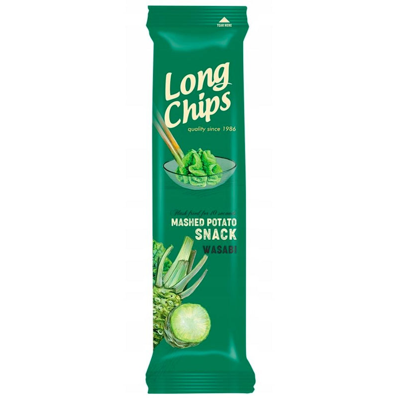 Confezione da 20, patatine lunghe al gusto di wasabi da 75g Long Chips.