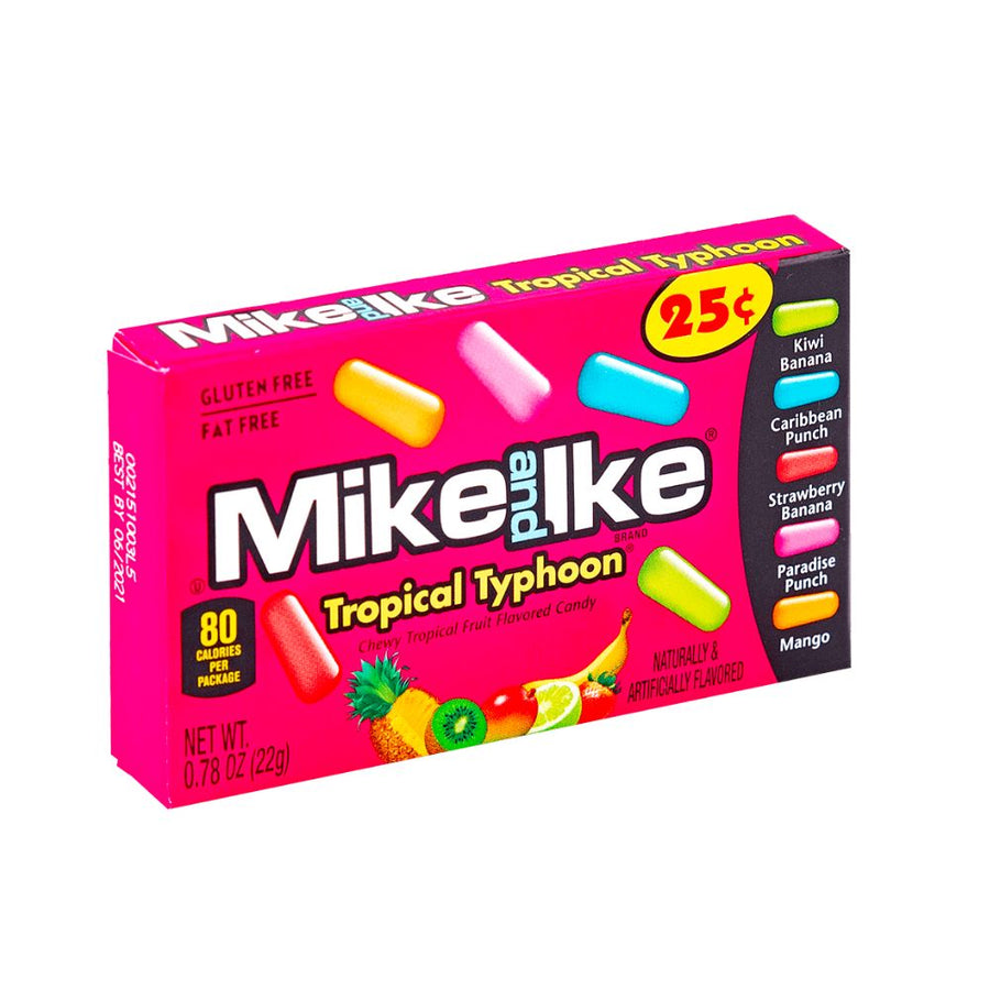 Confezione da 24, caramelle al gusto di frutta tropicale da 22g Mike and ike.