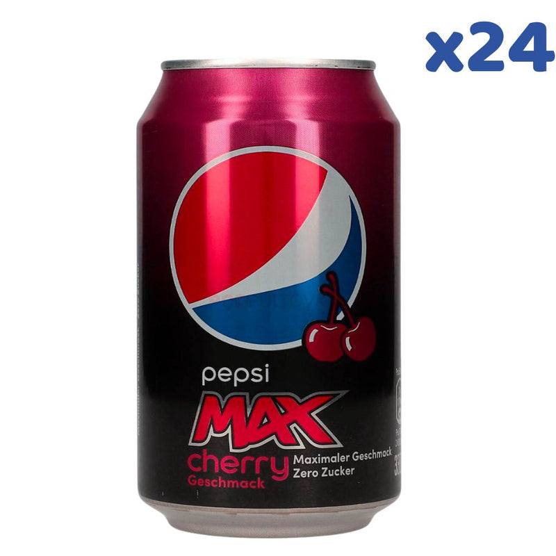 Pepsi Max Cherry, boisson à la cerise de 330ml (pack de 24)