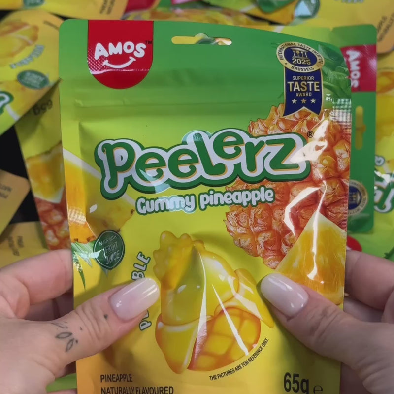 Amos Peelerz Gummy Pineapple, pineapple-flavored gummy candies 65g (Pack of 24) 