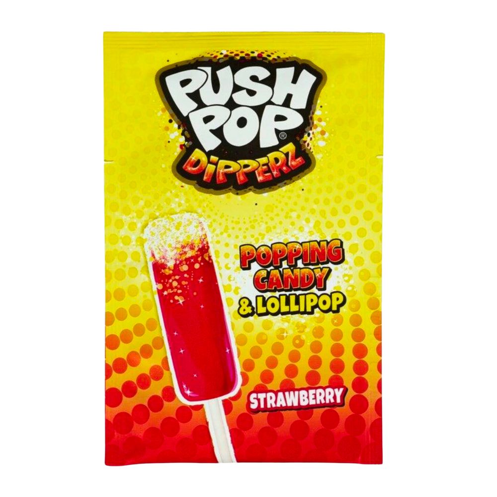 Push Pop Dipperz, piruleta de fresa cubierta de granulado efervescente de 12g (paquete de 48) 