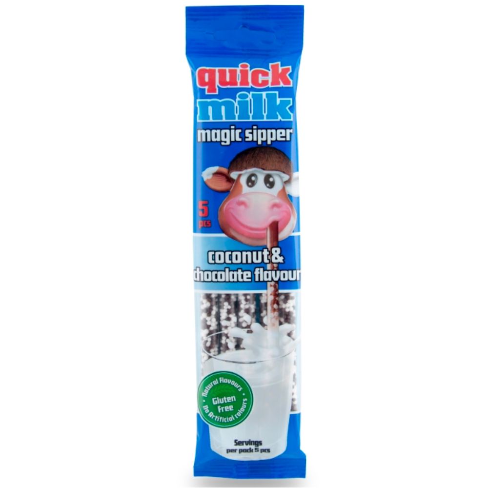 Confezione da 30g di cannuccia al cocco e cioccolato Quick Milk Magic Sipper