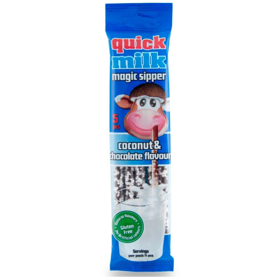 Confezione da 30g di cannuccia al cocco e cioccolato Quick Milk Magic Sipper