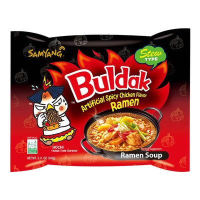 Confezione da 10, noodle piccanti al gusto di pollo da 140g Buldak.