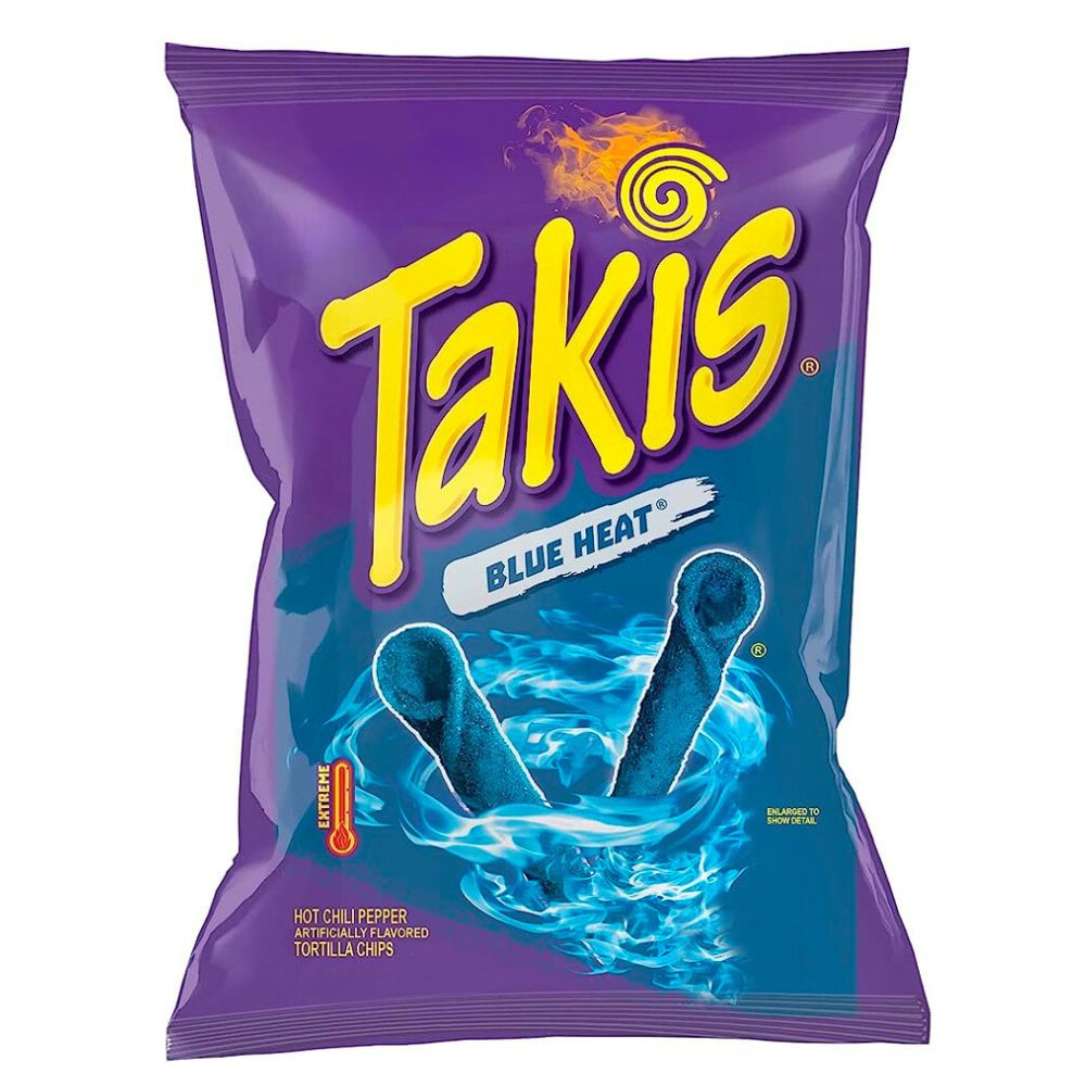 Confezione da 92g di riccioli di tortillas piccanti Takis Blue Heat