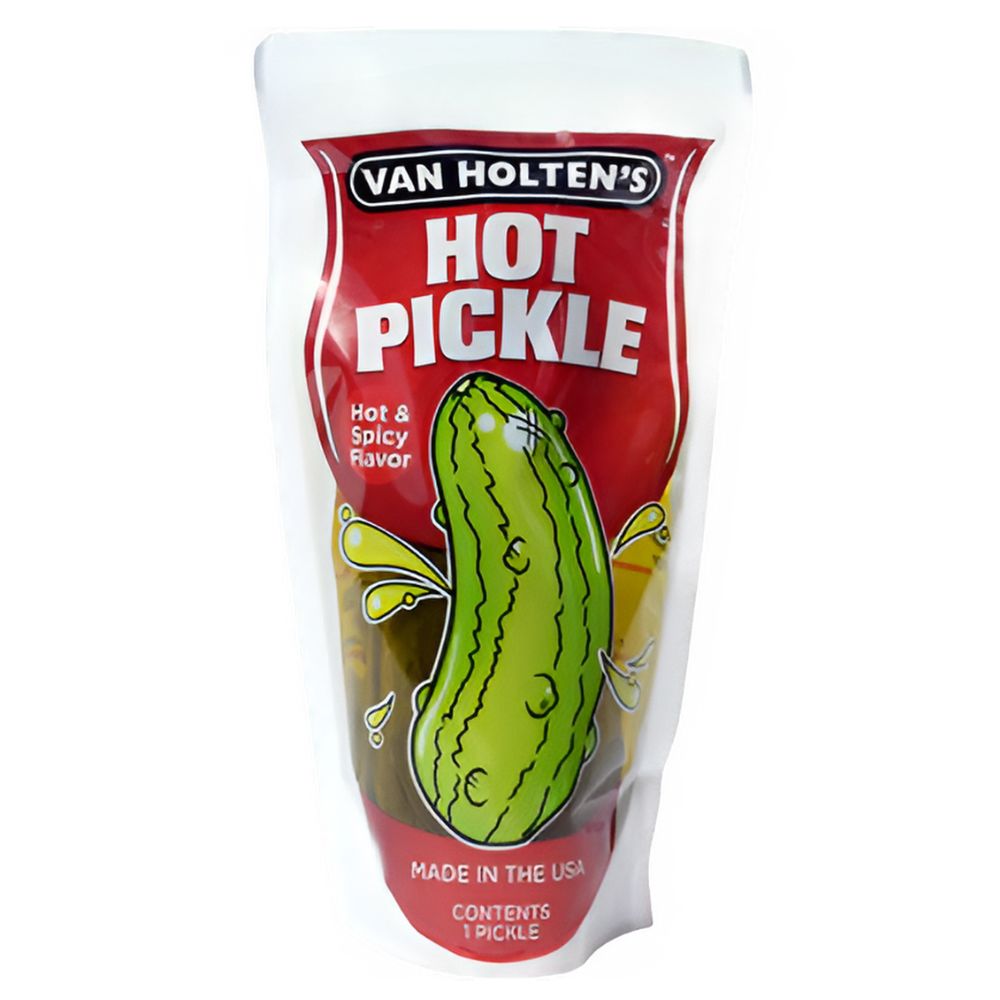 Van Holtens Jumbo Pickle - Hot&Spicy, pepinillo picante en porción individual en escabeche (paquete de 12) 