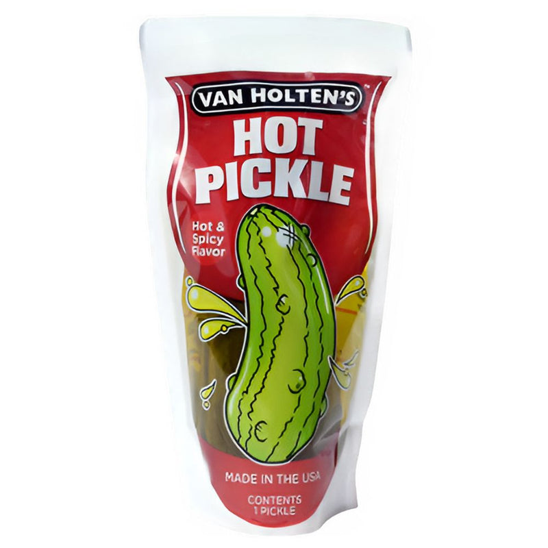 Van Holtens Jumbo Pickle - Hot&Spicy, concombre épicé en portion individuelle mariné (paquet de 12)