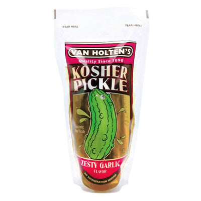 Confezione da 12 di cetriolo monoporzione all'aglio Van holten's Kosher Pickle Zesty Garlic